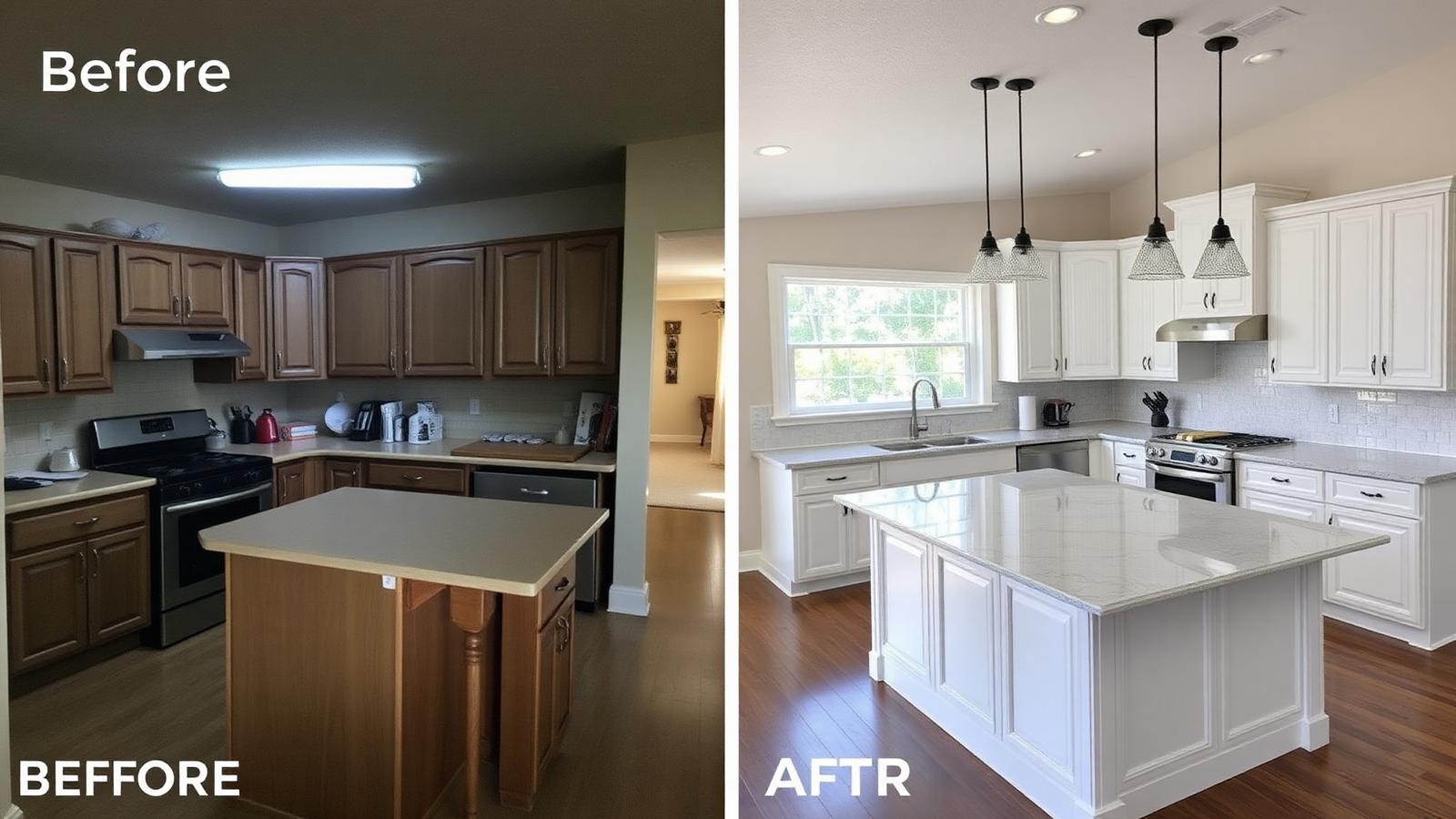 Before and after photos of a Plantation FL kitchen remodel by Nest Revival